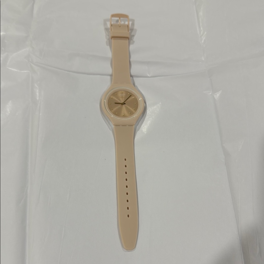 Swatch Tan Classic Watch Minimalist Design